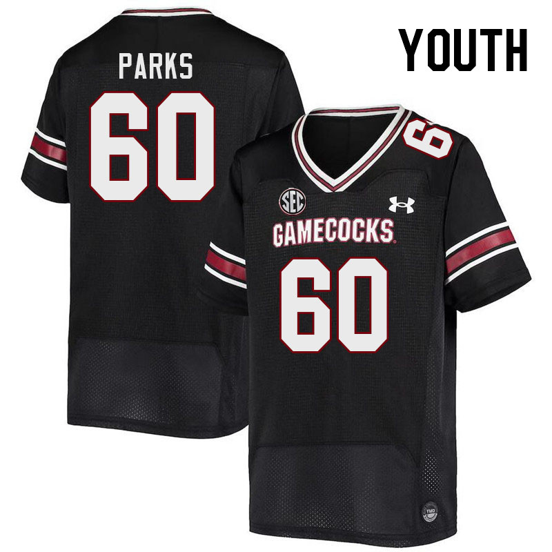 Youth #60 Aaryn Parks South Carolina Gamecocks College Football Jerseys Stitched-Black